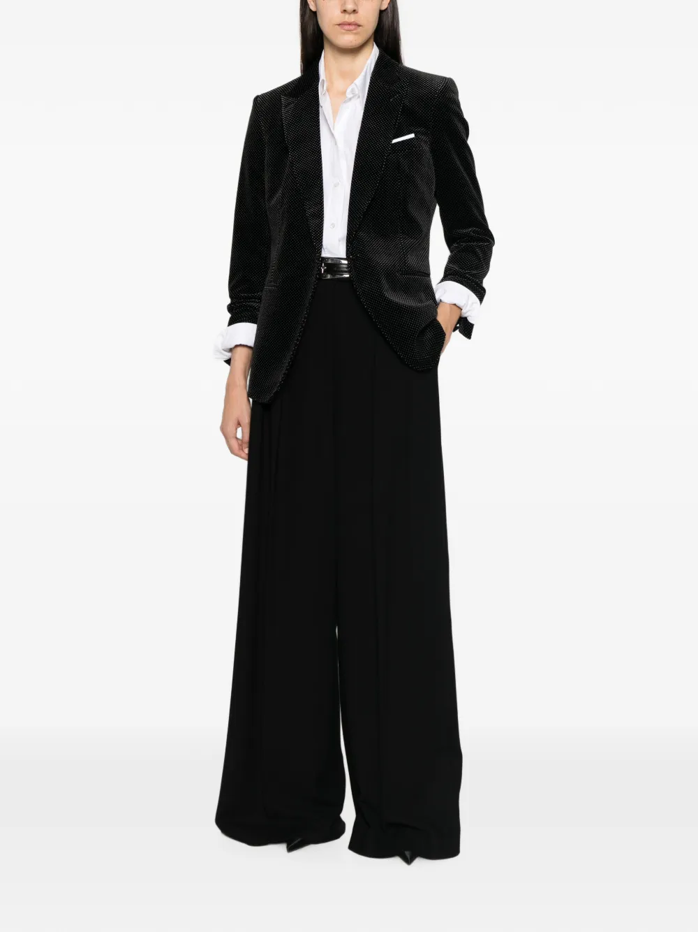 TOM FORD Fluwelen blazer met stippen Zwart