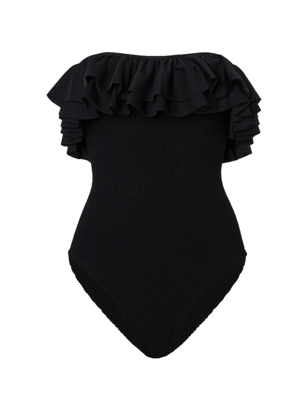 Hunza G Costume intero Eloise con ruches - Nero