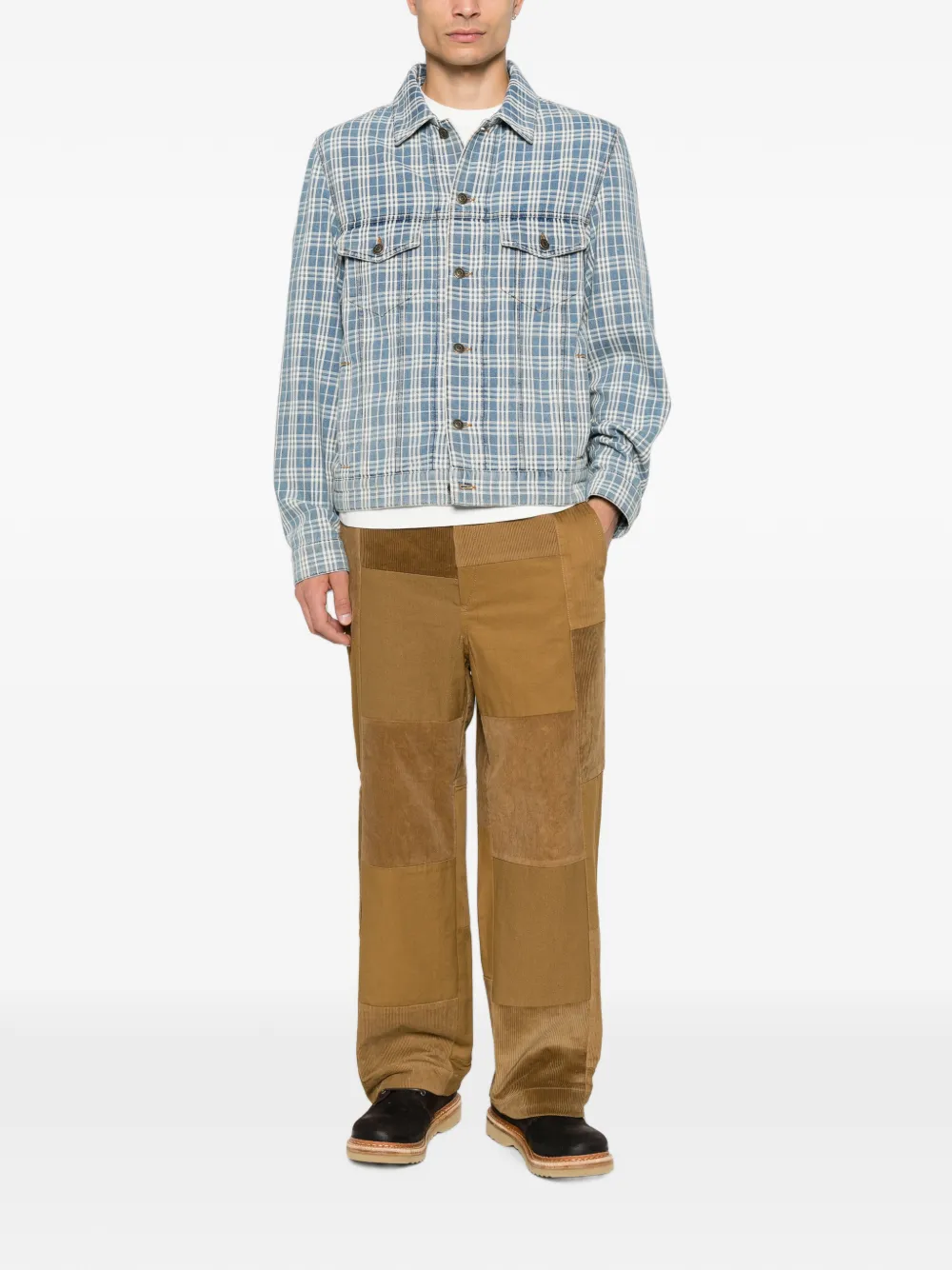 Burberry Darwen geruit denim jack Blauw