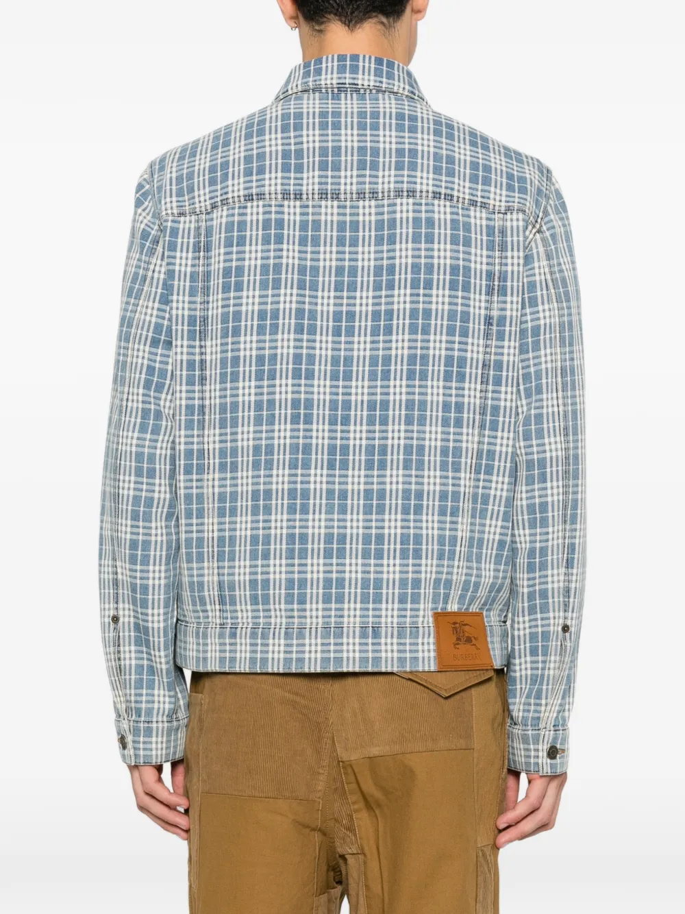 Burberry Darwen geruit denim jack Blauw