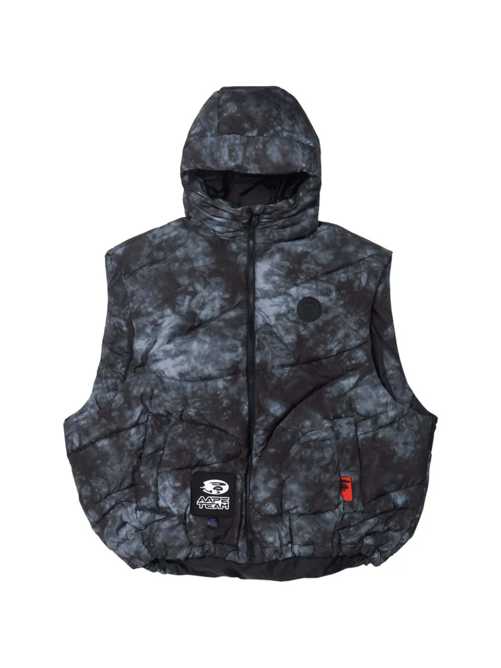 AAPE BY *A BATHING APE® Moonface-patch tie-dye padded gilet - Black