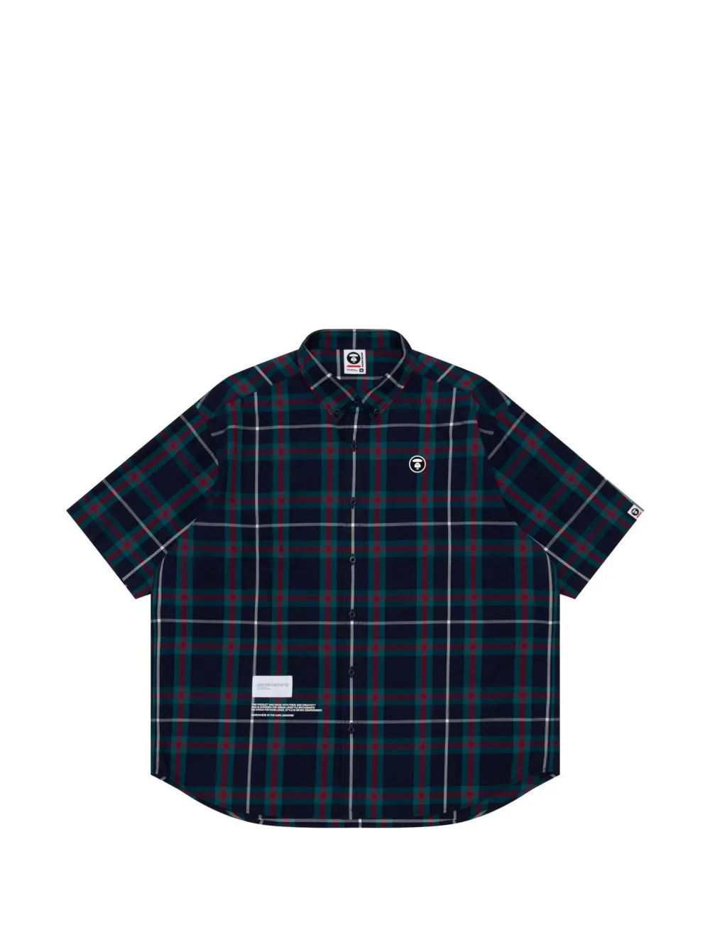 AAPE BY *A BATHING APE® Moonface-patch check shirt · L