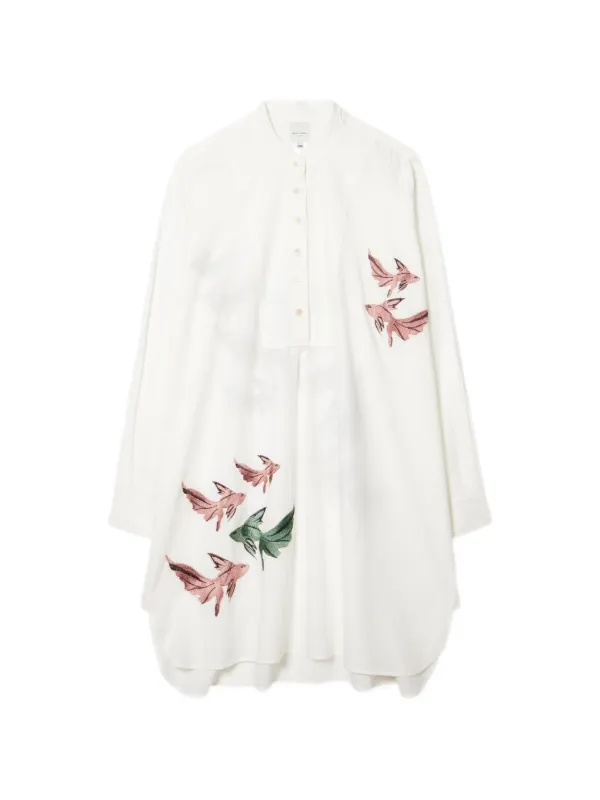 Paul Smith Le Peche Fish' Embroidery Kaftan in White
