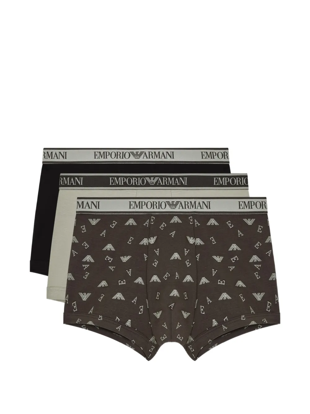Emporio Armani logo-waistband boxers (set of three) - Marrone