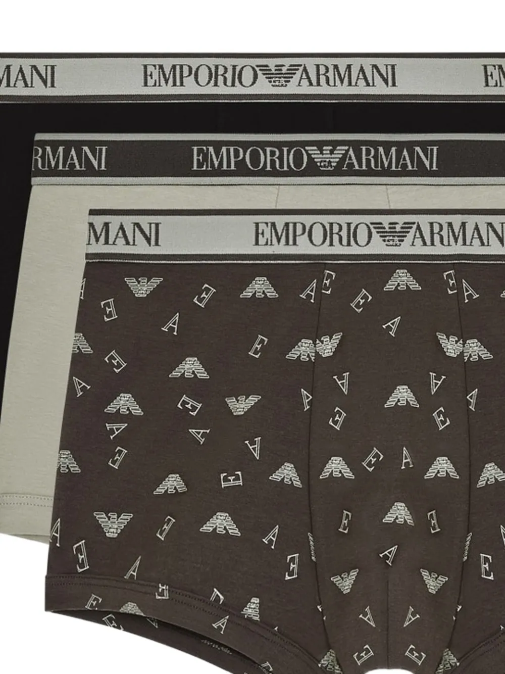 Emporio Armani Drie boxershorts met logoband Bruin