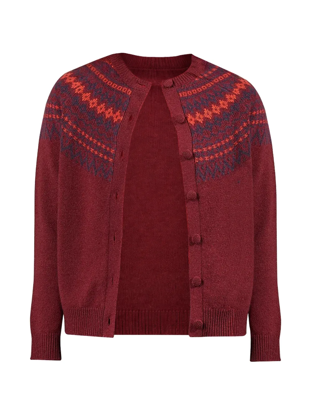 Alexandra Golovanoff Mila fair isle-pattern cardigan - Rosso