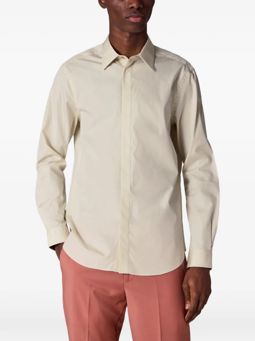 Paul Smith Overhemd met gestreepte manchetten Beige