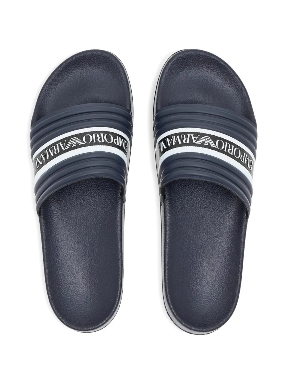 Emporio Armani Gestreepte slippers Blauw