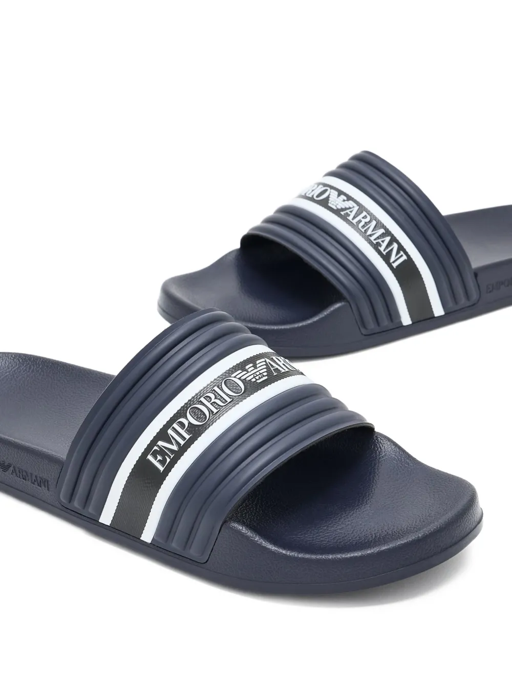 Emporio Armani Gestreepte slippers Blauw