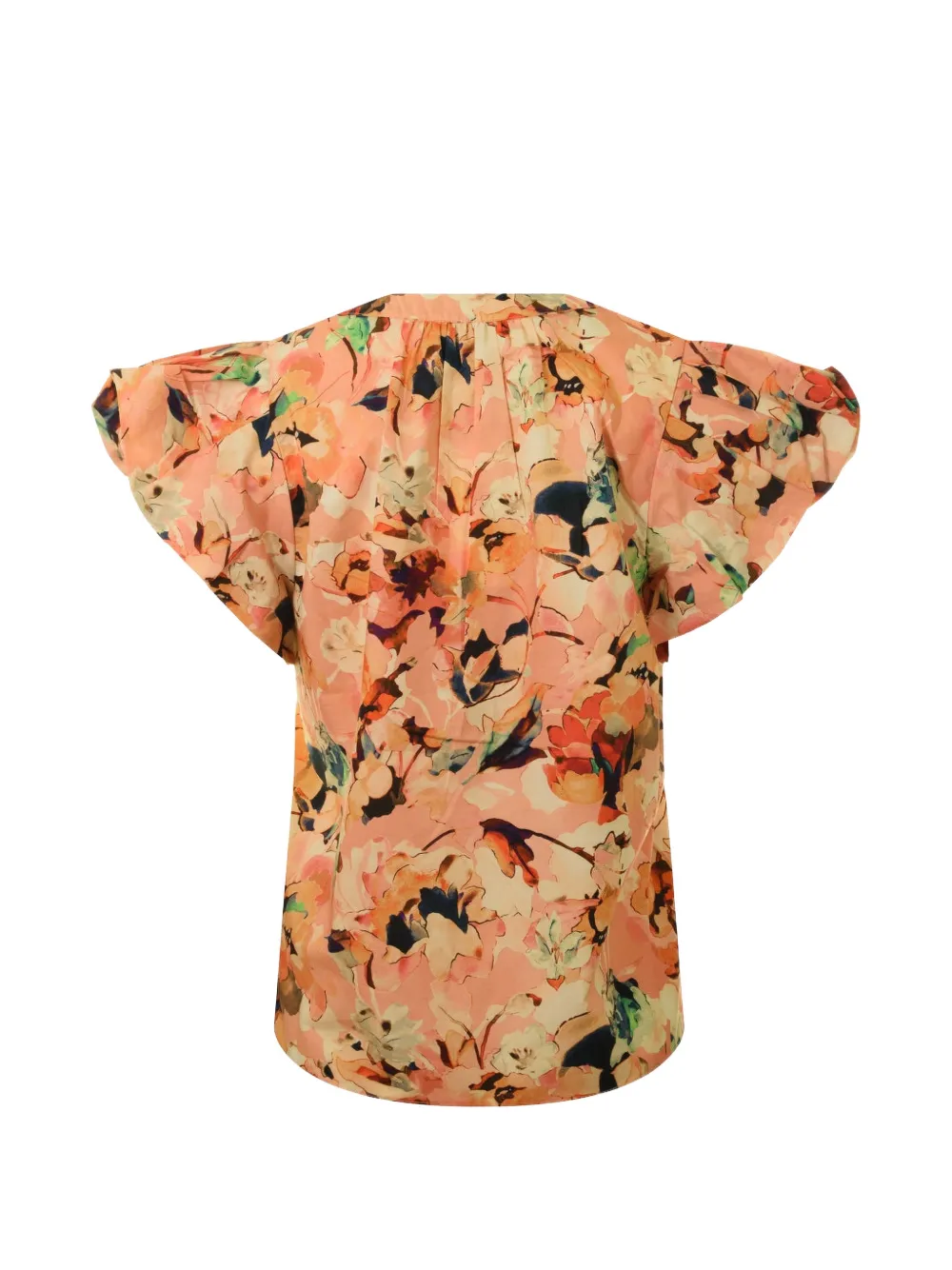  Ulla Johnson Floral V-neck Blouse - Orange 