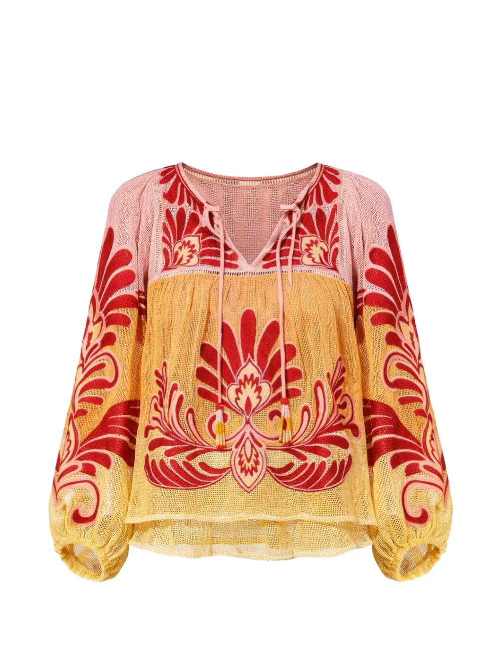 FARM Rio floral print tie blouse - Giallo