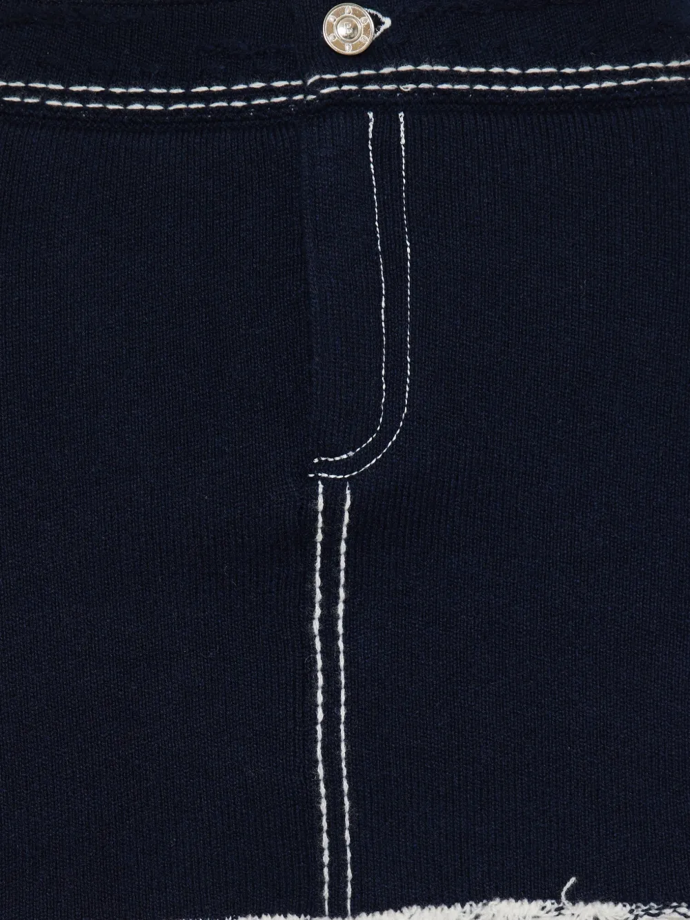 Barrie Fringed Stitching Mini Skirt - Blue 