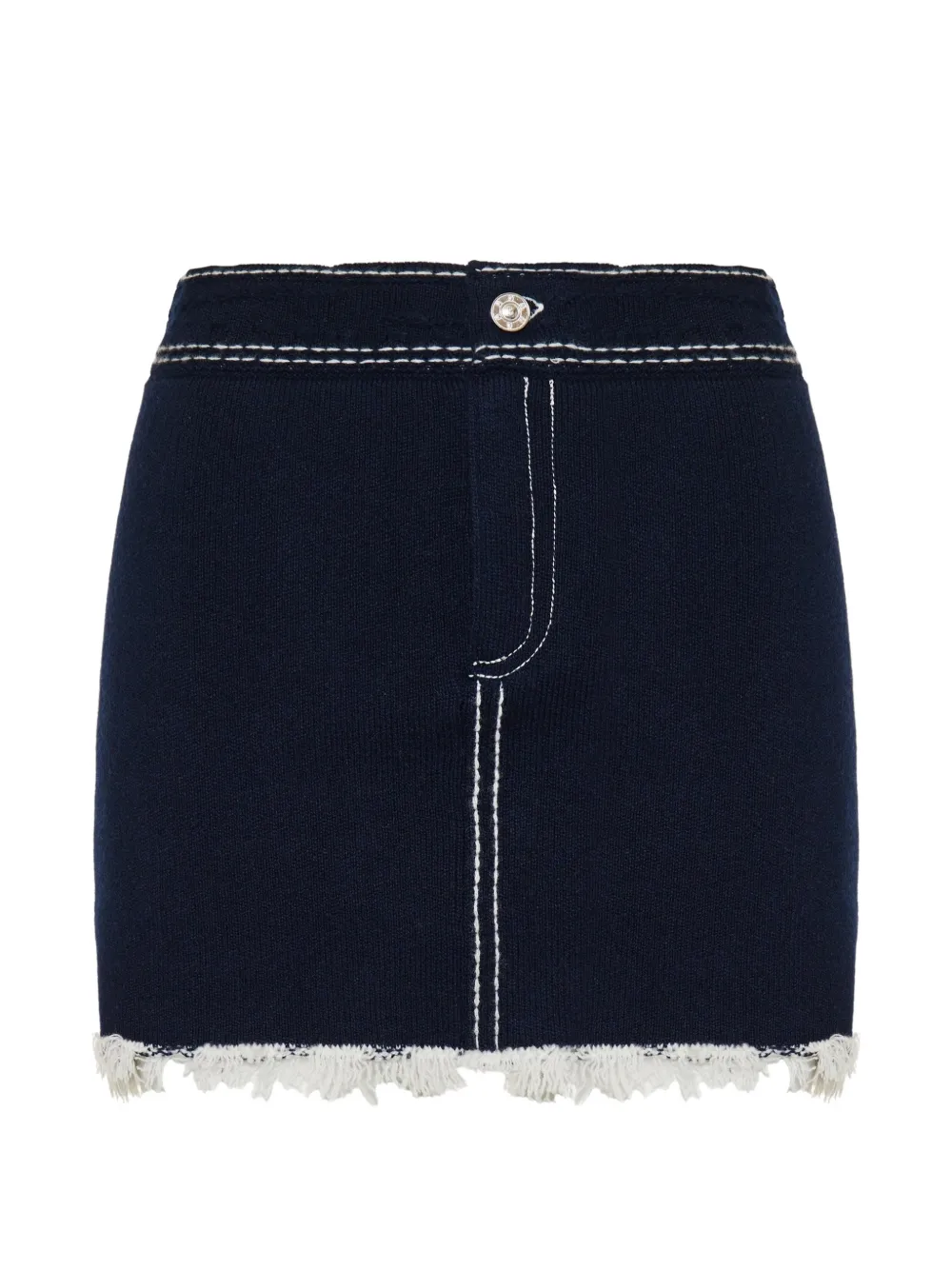 Barrie fringed stitching mini skirt - Blu