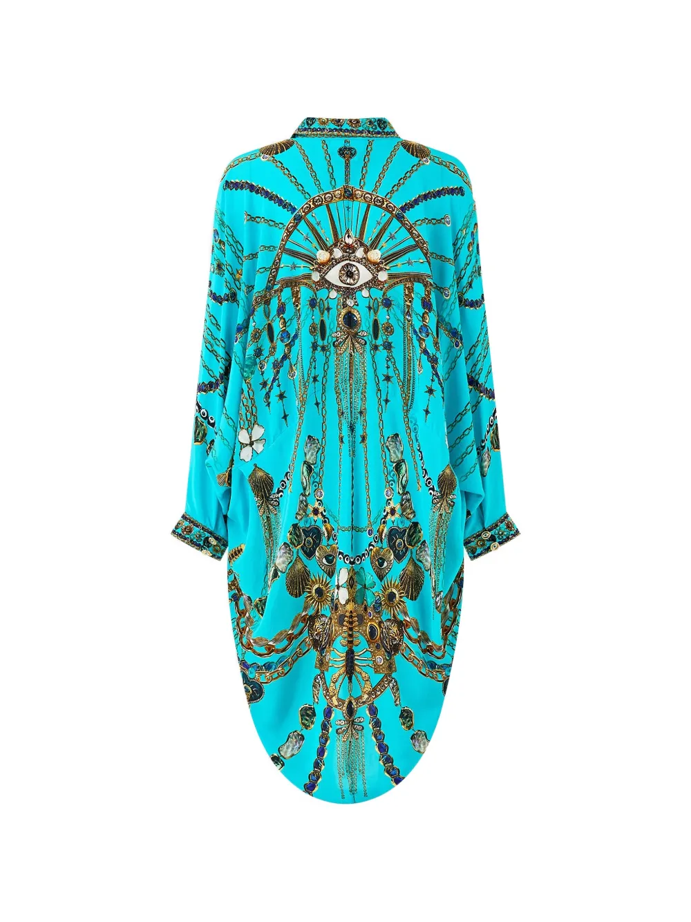  Camilla Draped Button-up Top Kaftan - Blue 