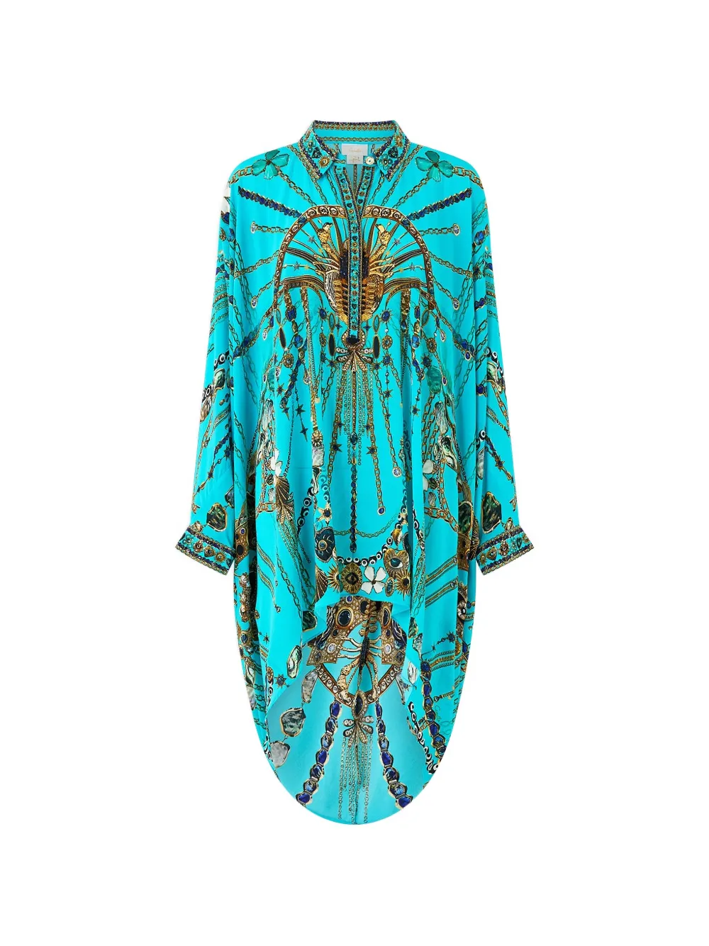 Camilla draped button-up top kaftan - Blu