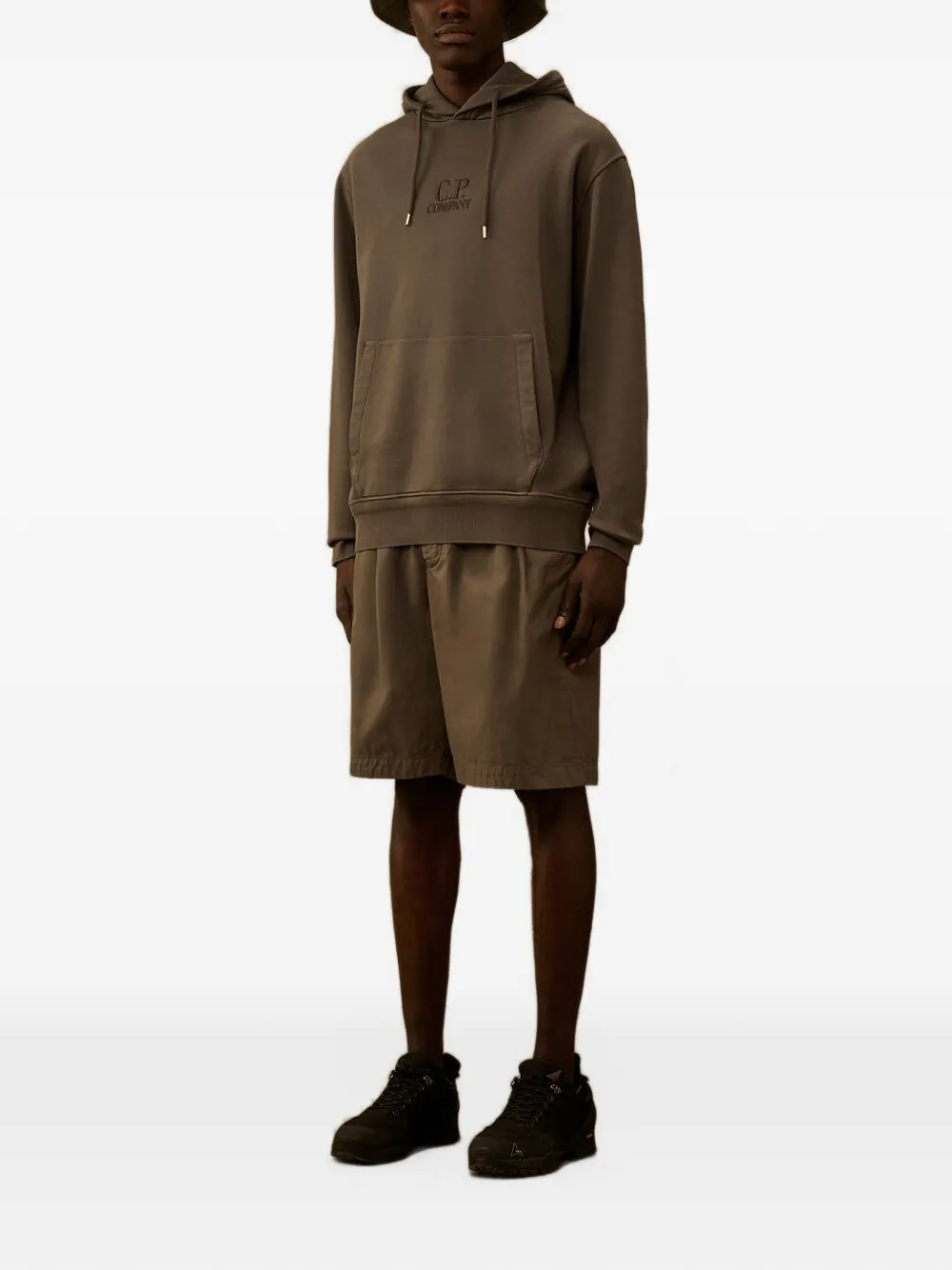 C.P. Company Fleece sweater met capuchon Bruin