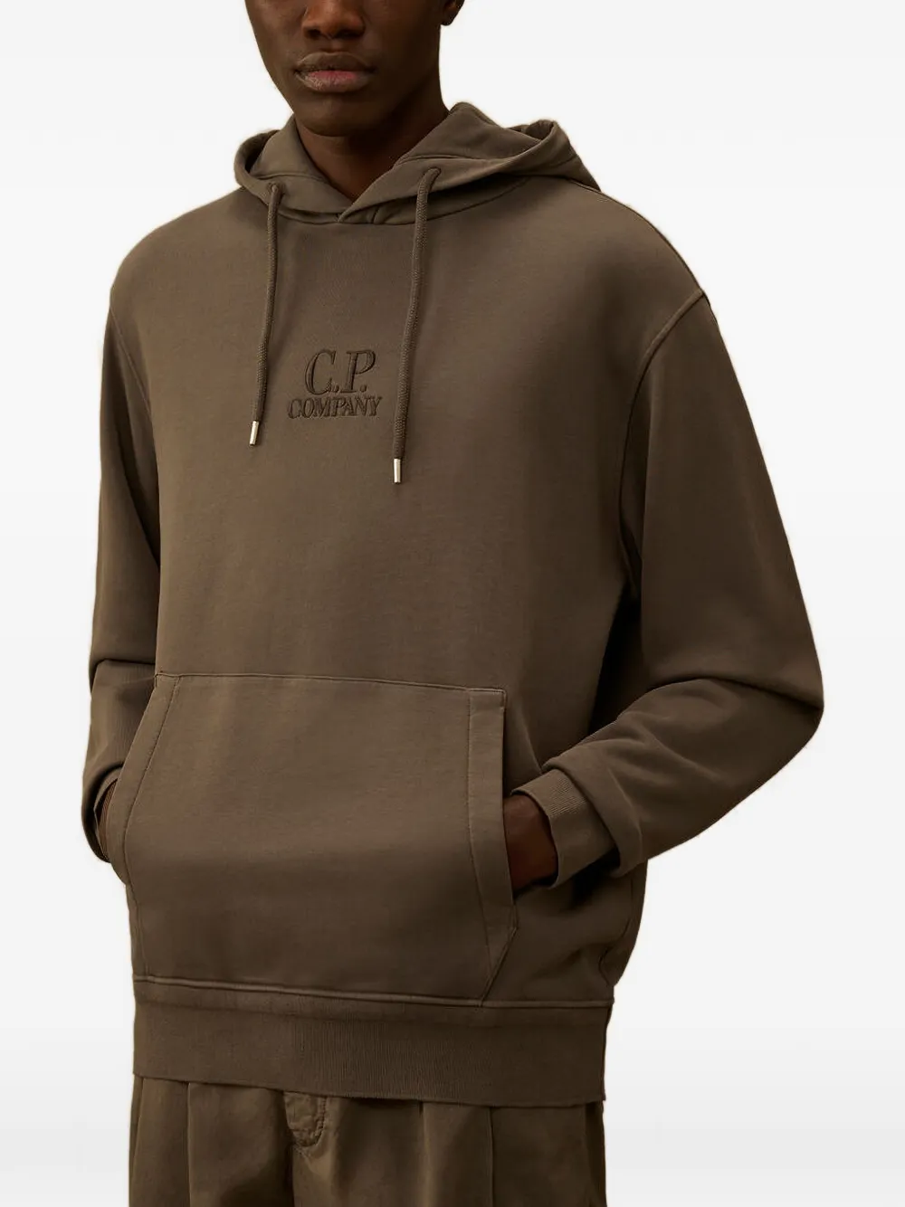 C.P. Company Fleece sweater met capuchon Bruin