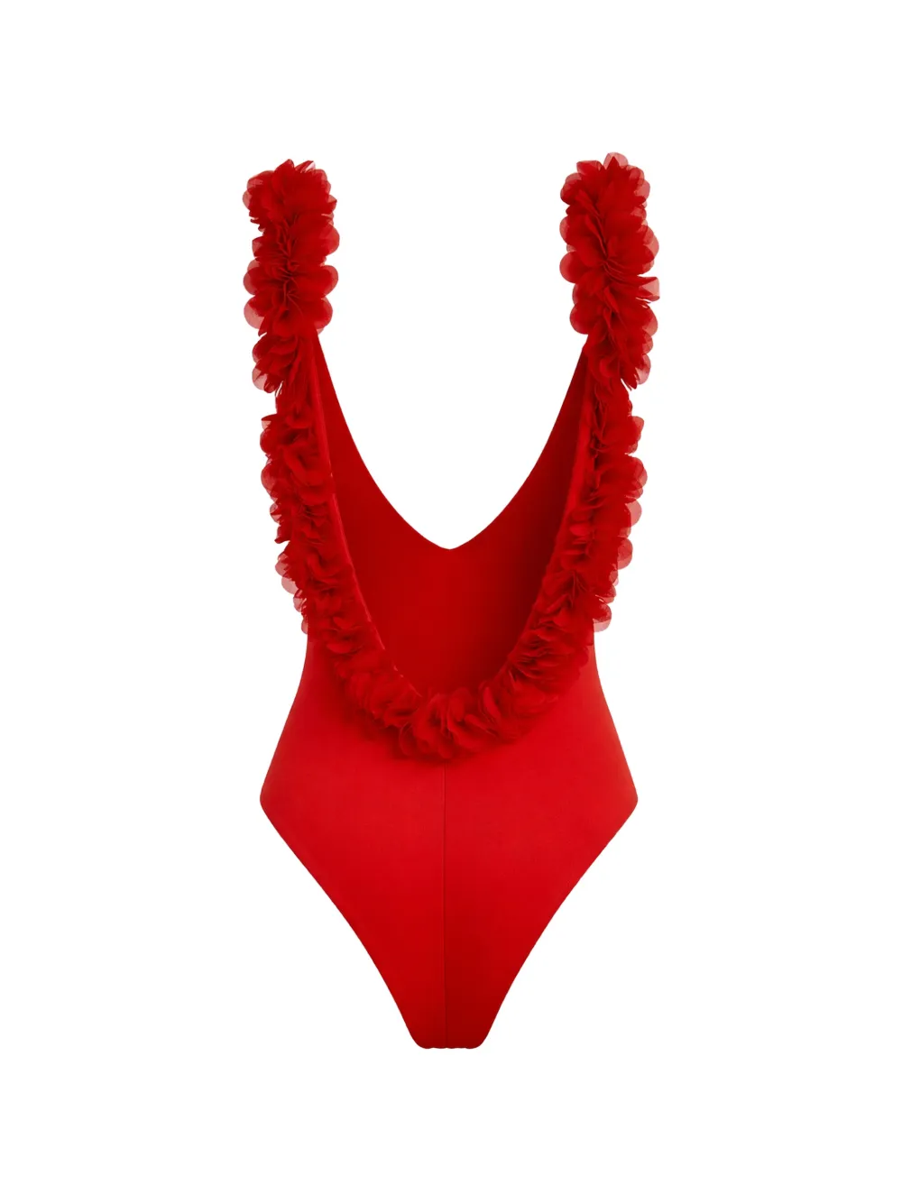  La Reveche Ruffled Backless Swimsuit - Red 
