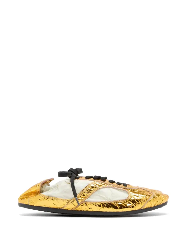 Proenza Schouler Soft Track Sneakers in Crinkle Nylon in Gold