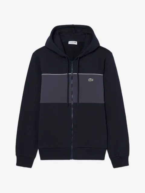 Lacoste colour-block zip-up cotton hoodie