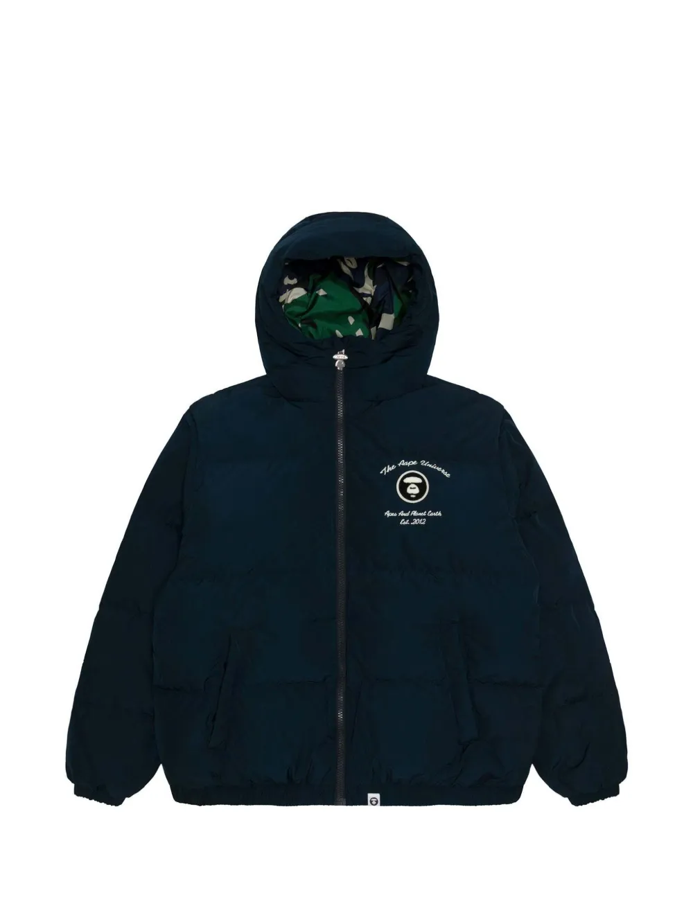 AAPE BY *A BATHING APE® embroidered hooded down jacket - Neutrals