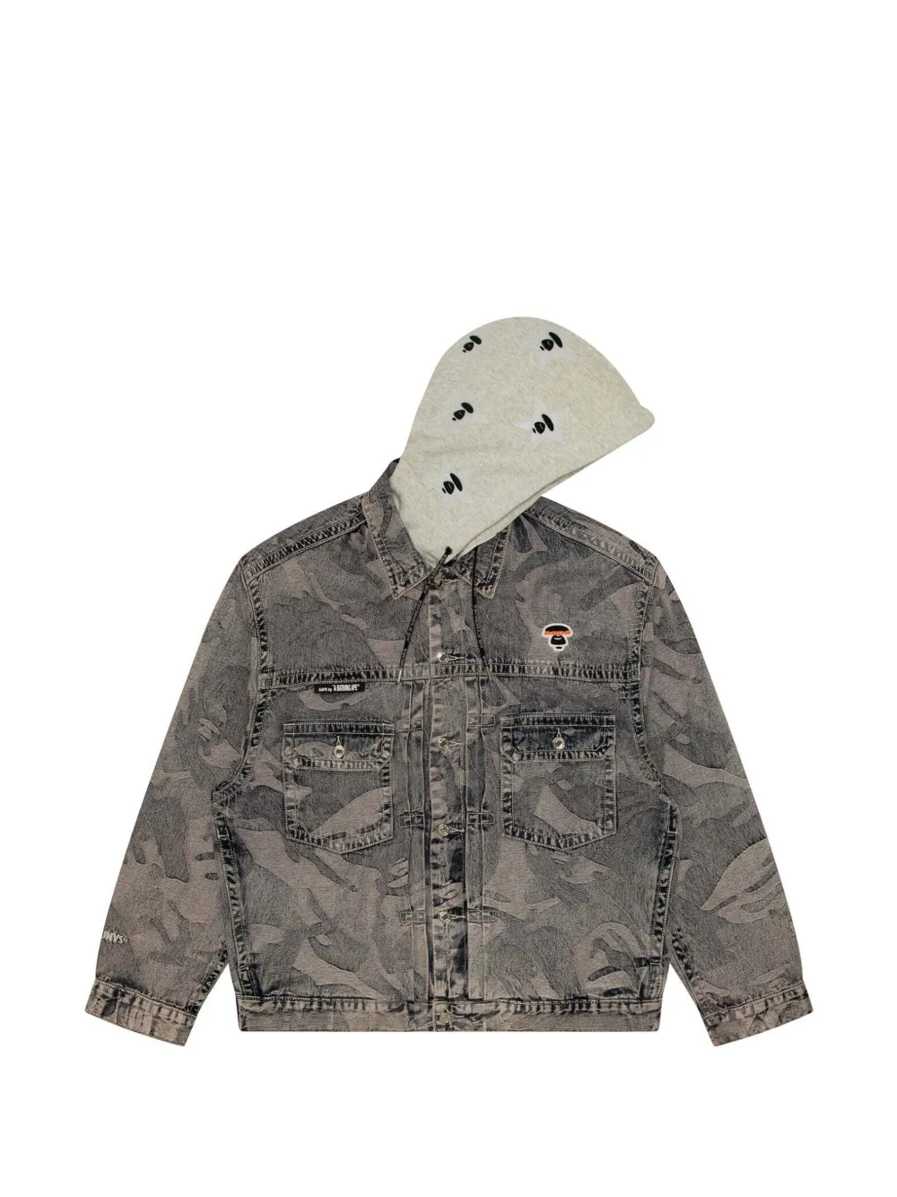AAPE BY *A BATHING APE® panelled hooded denim jacket
