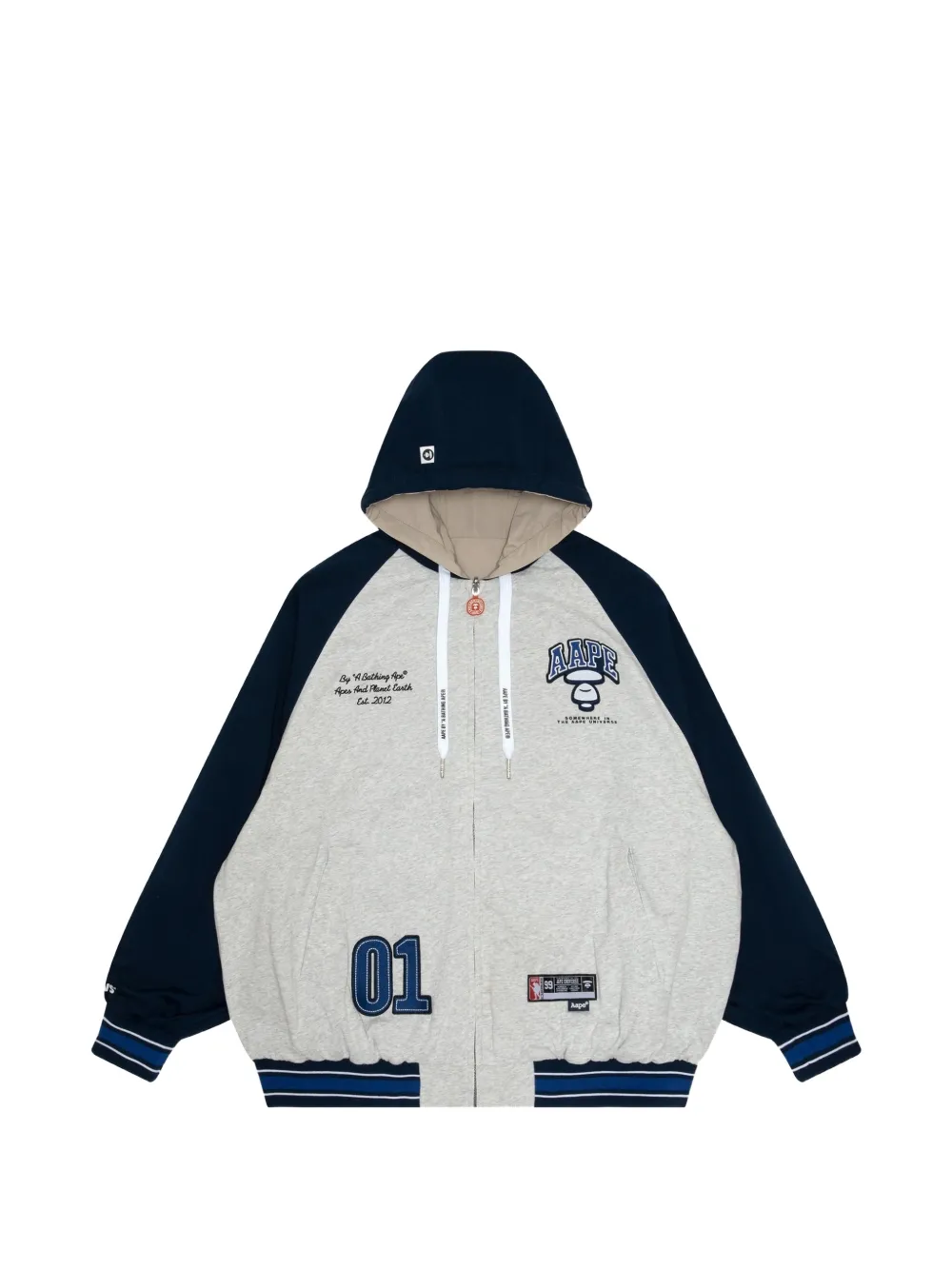 AAPE BY *A BATHING APE® embroidered reversible zip-up hoodie - Blue