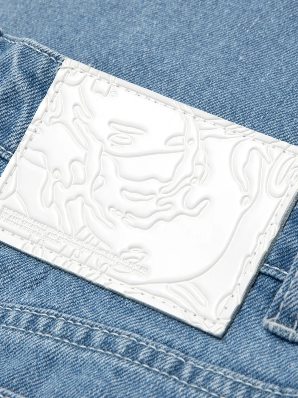 Aape By A Bathing Ape Moonface Patch Jeans In Blue