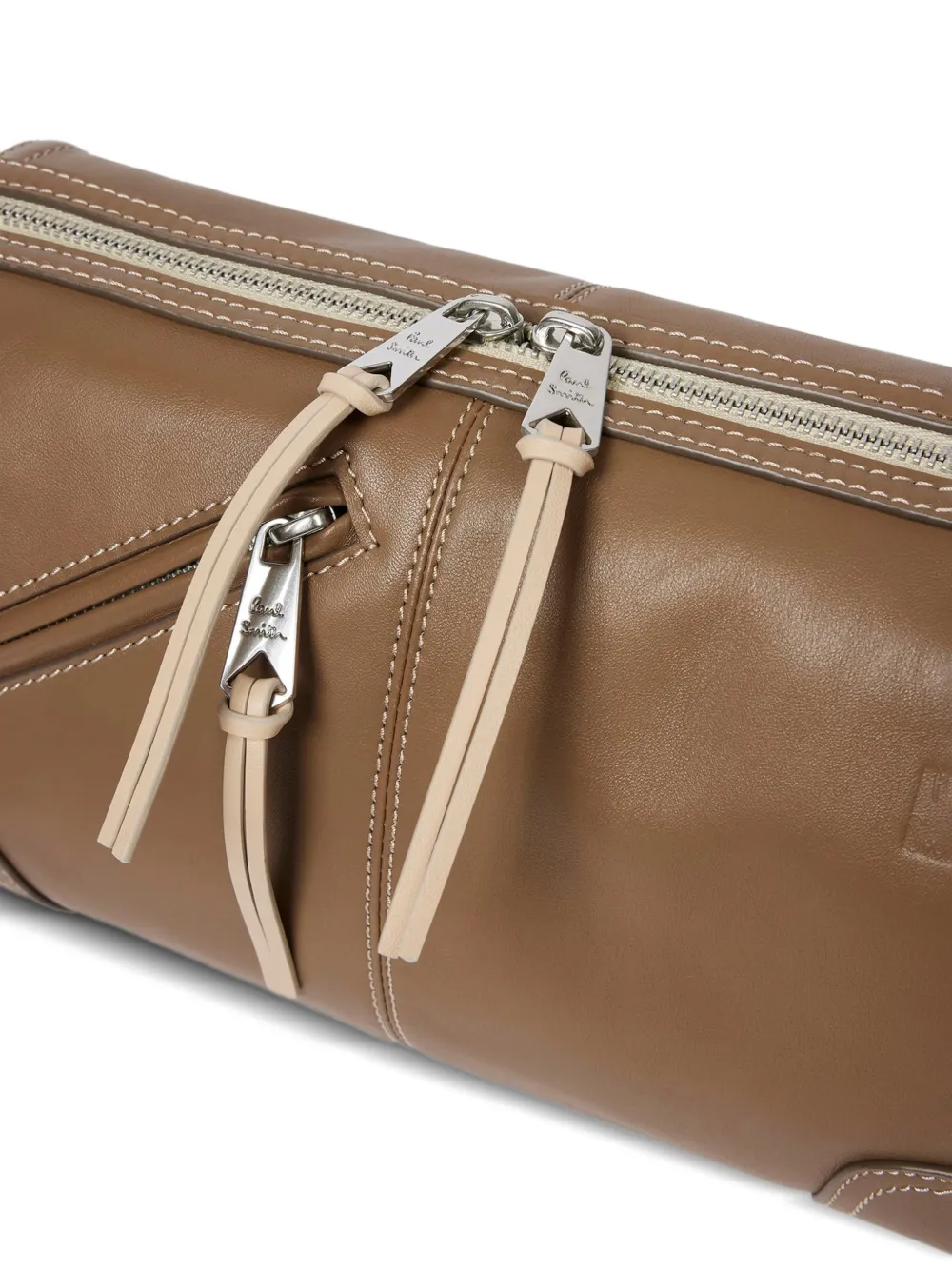 Paul Smith Schoudertas met rits en stiksel Beige