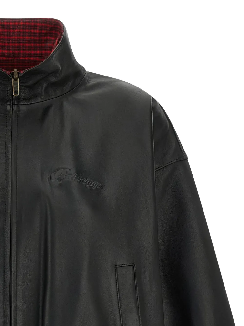Balenciaga Omkeerbaar leren jack Zwart