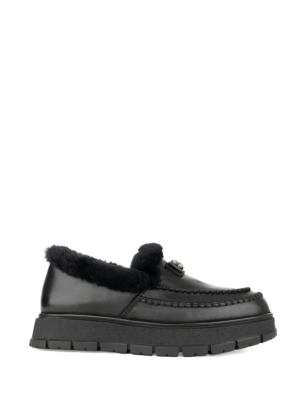 LINDA BAUMANN Loafers van imitatiebont Zwart