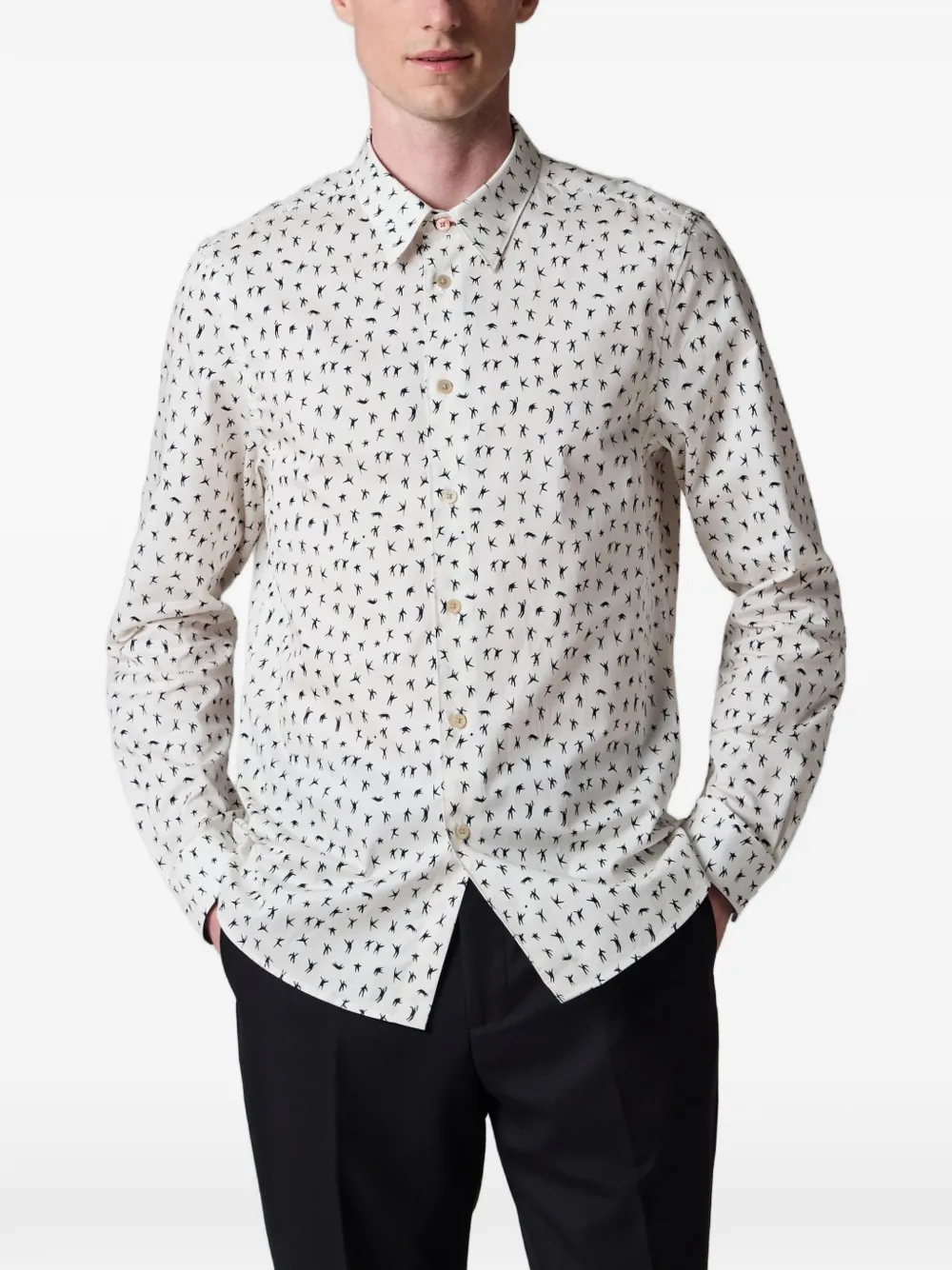 PS Paul Smith Overhemd met mensenprint Beige