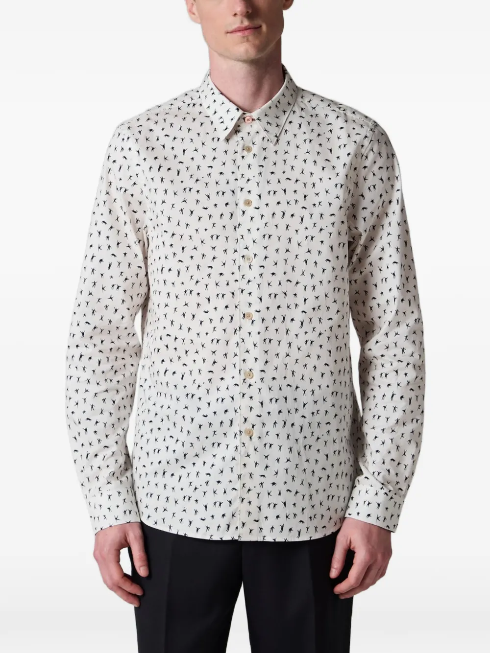 PS Paul Smith Overhemd met mensenprint Beige
