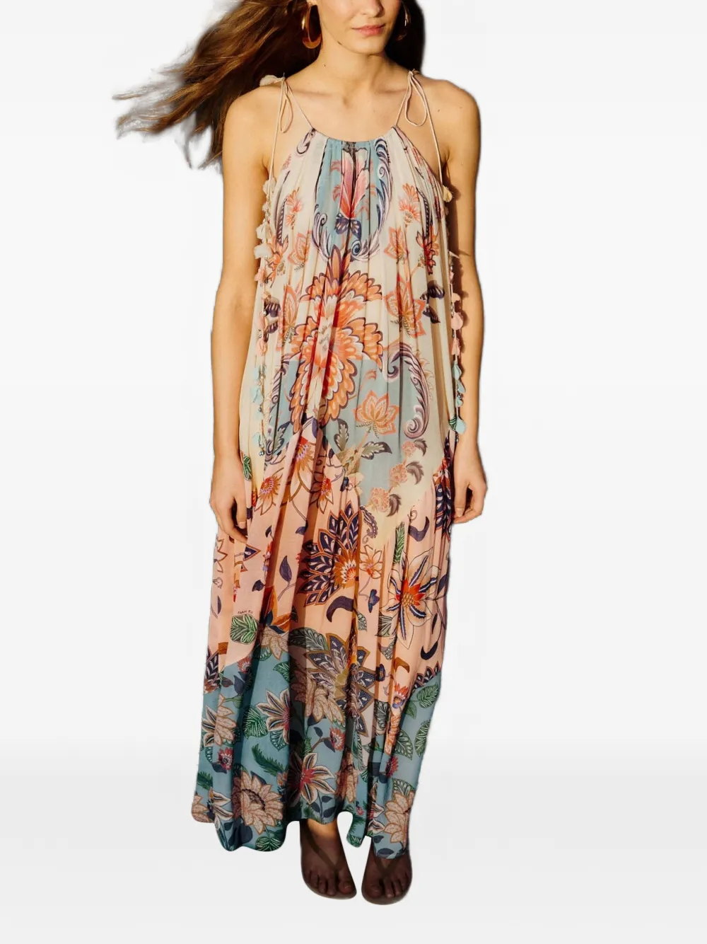 FARM Rio boho floral Delhi pleated maxi dress