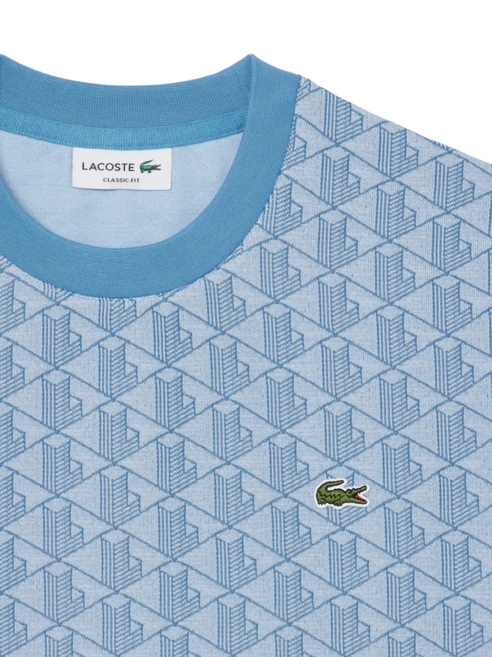  Lacoste Patterned Round Neck T-shirt - Blue 