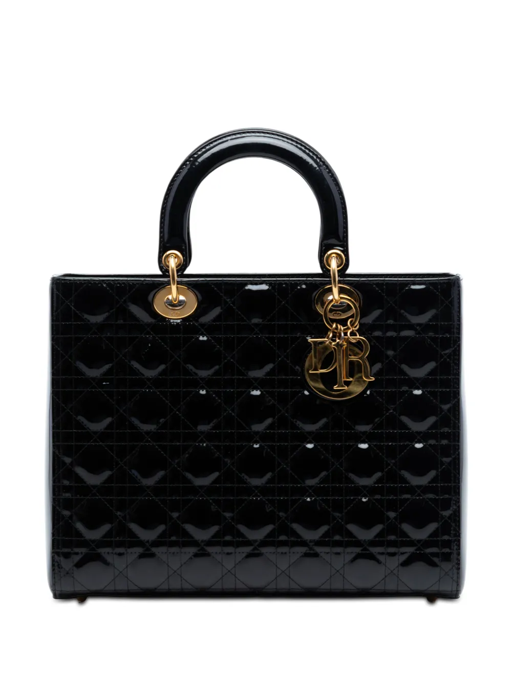 Christian Dior Pre-Owned 2010 Large Patent Cannage Lady Dior satchel - Black