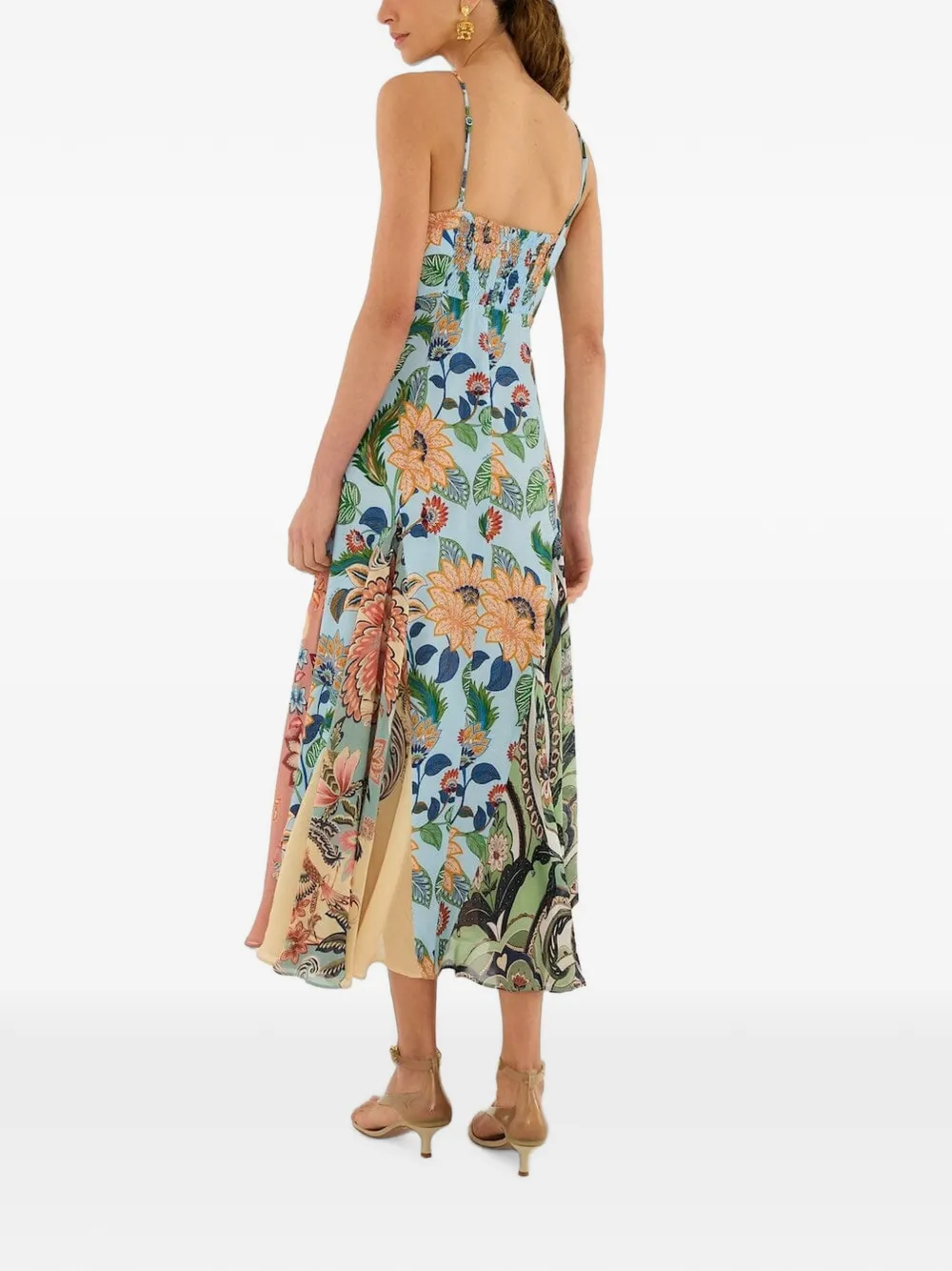 FARM Rio Delhi mouwloze maxi-jurk met bloemenprint Blauw
