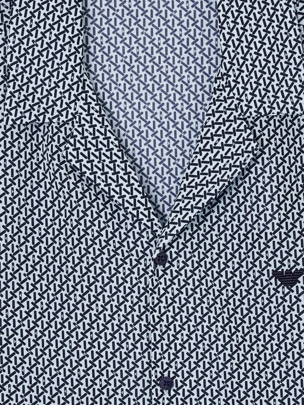  Emporio Armani Buttoned Patterned Beachwear Shirt - Blue 