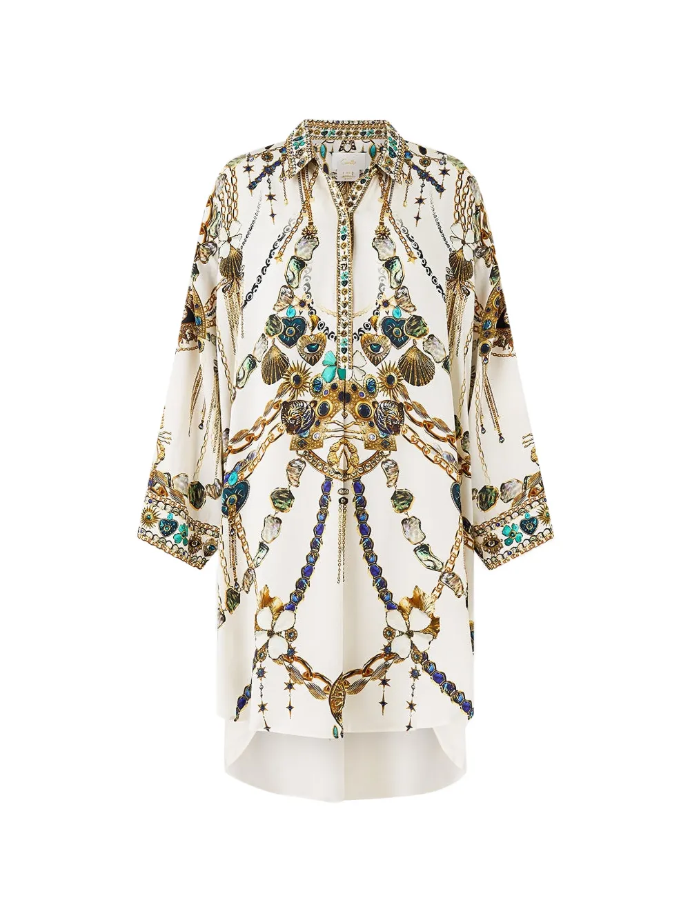 Camilla printed shirt dress - Nude