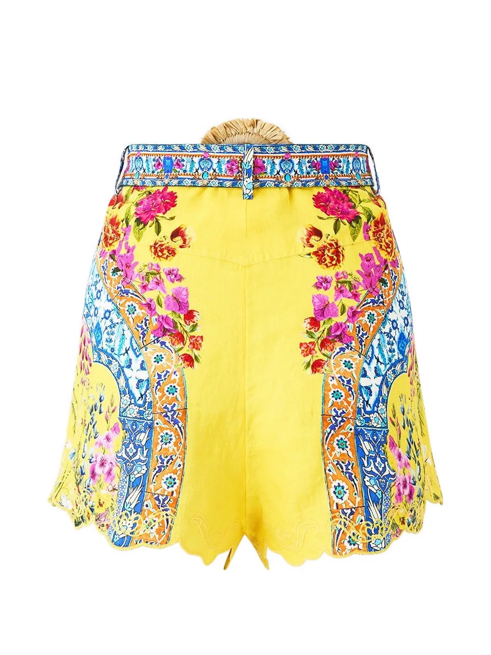  Camilla Tuck Front Print Shorts - Yellow 