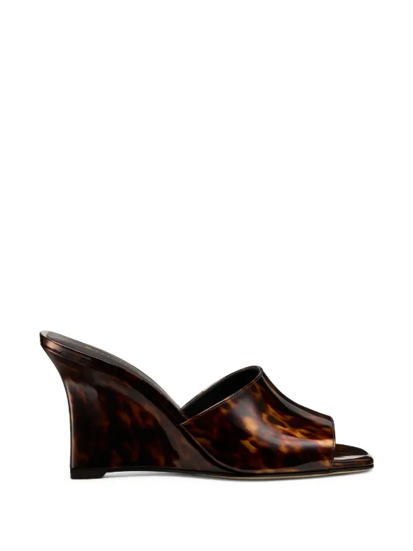 Stuart Weitzman Vinnie Wedge Mules in Brown