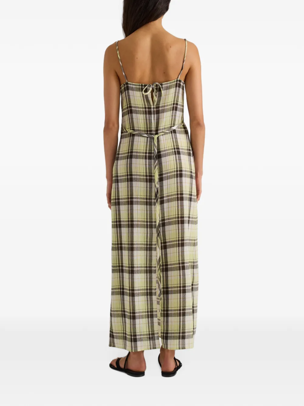 Proenza Schouler White Label Evelyn geruite maxi-jurk met V-hals Groen