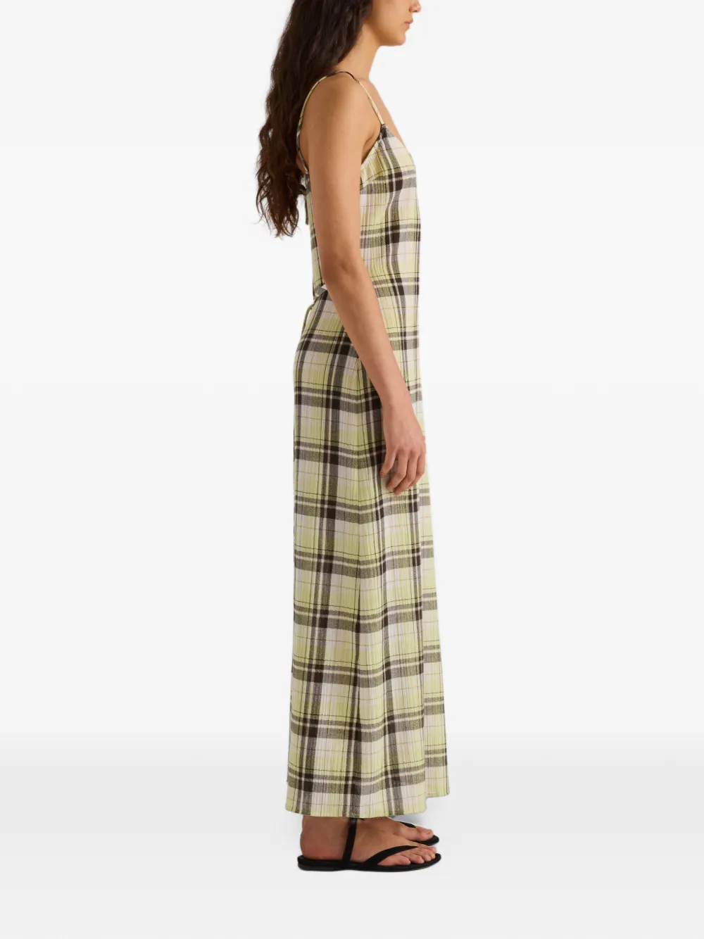 Proenza Schouler White Label Evelyn geruite maxi-jurk met V-hals Groen