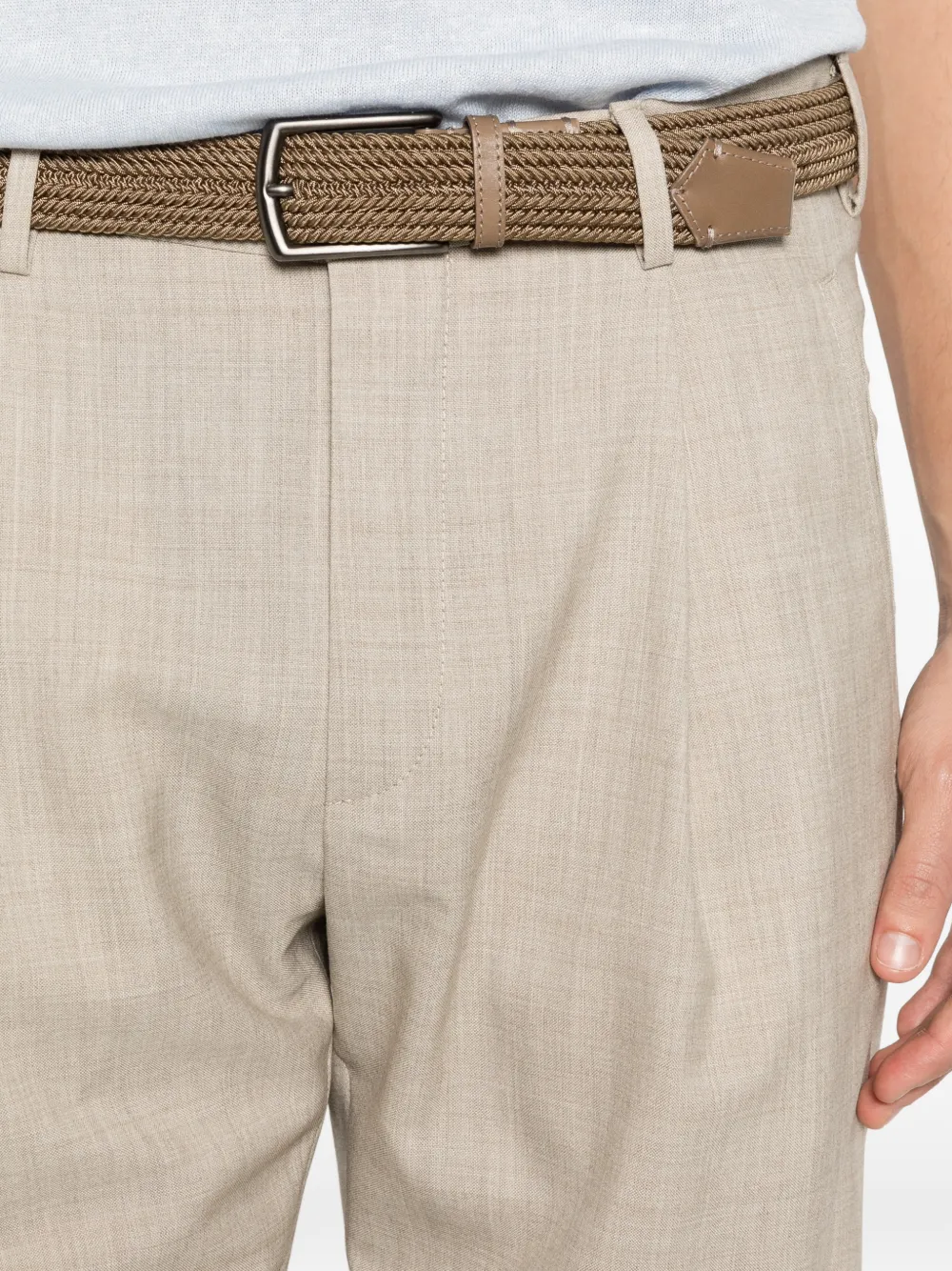 Incotex belt-loop pleated trousers Beige