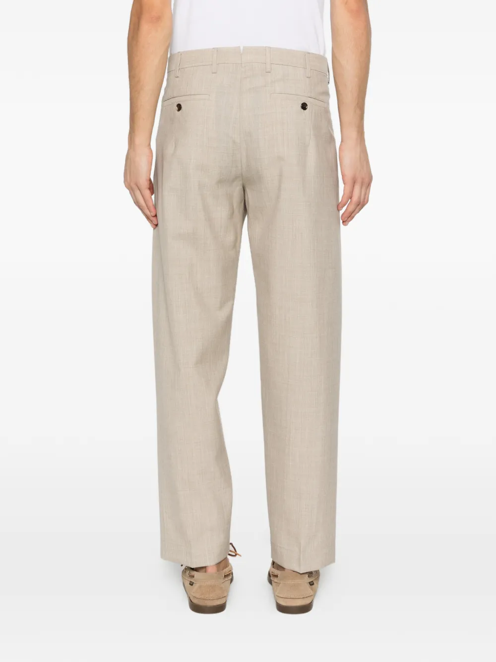 Incotex belt-loop pleated trousers Beige