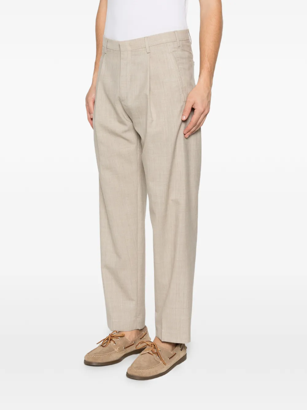 Incotex belt-loop pleated trousers Beige