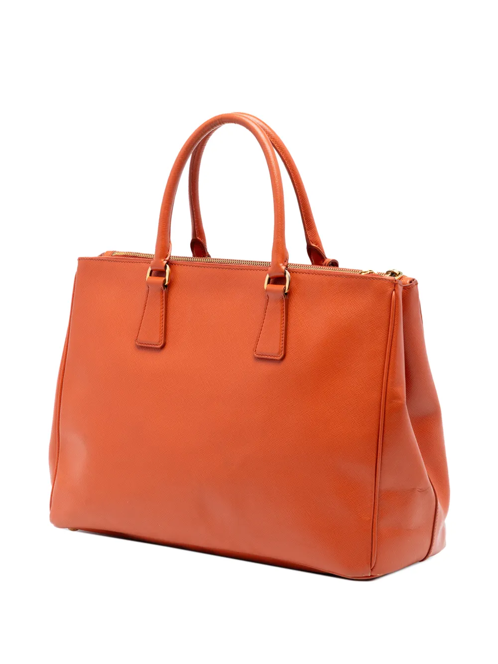  Prada Pre-owned Borsa Tote Galleria Media In Pelle Saffiano Lux Con Doppia Zip 2010-2026 - Arancione 