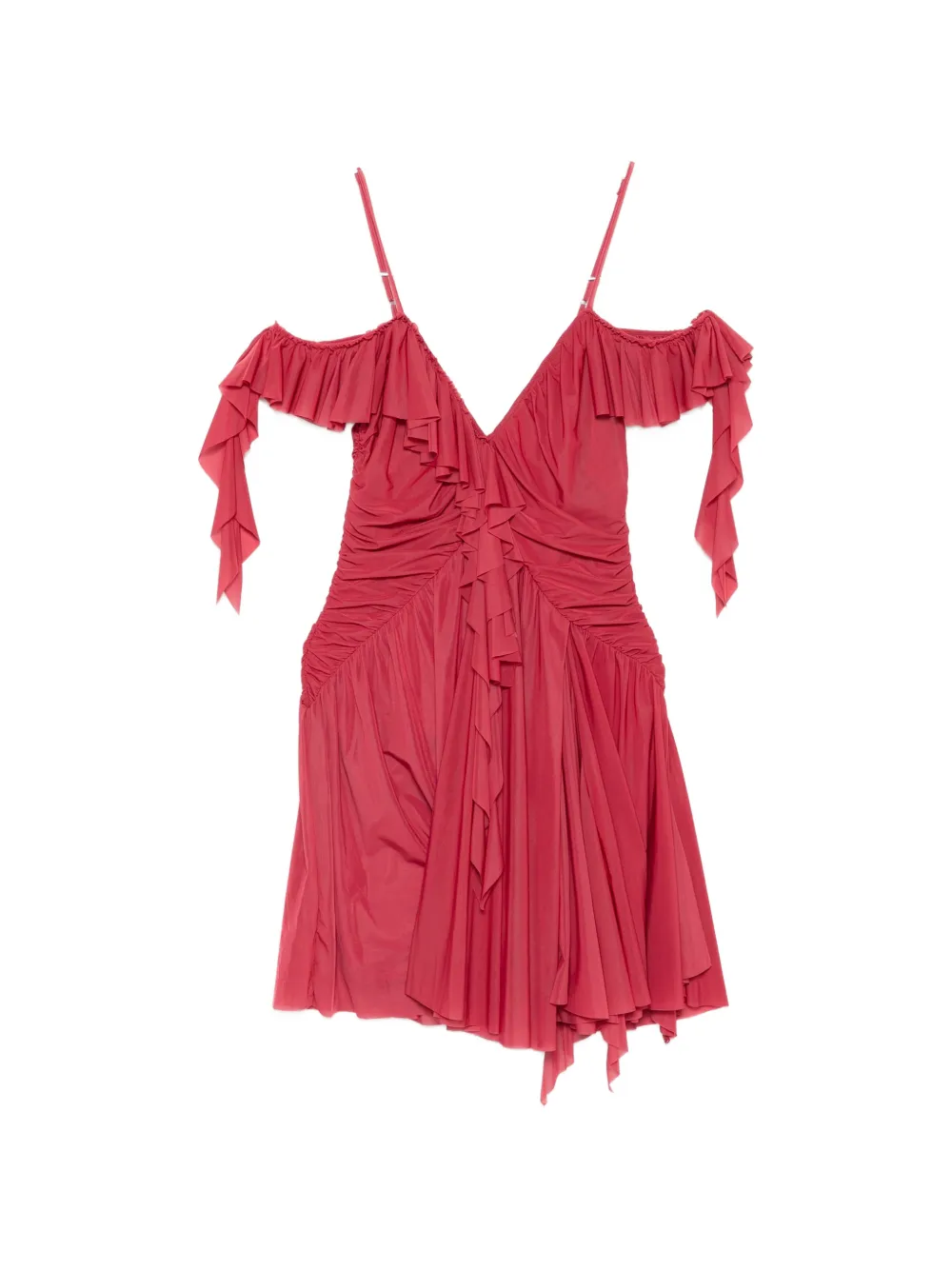 Aniye By ruffled V-neck mini dress - Rosso