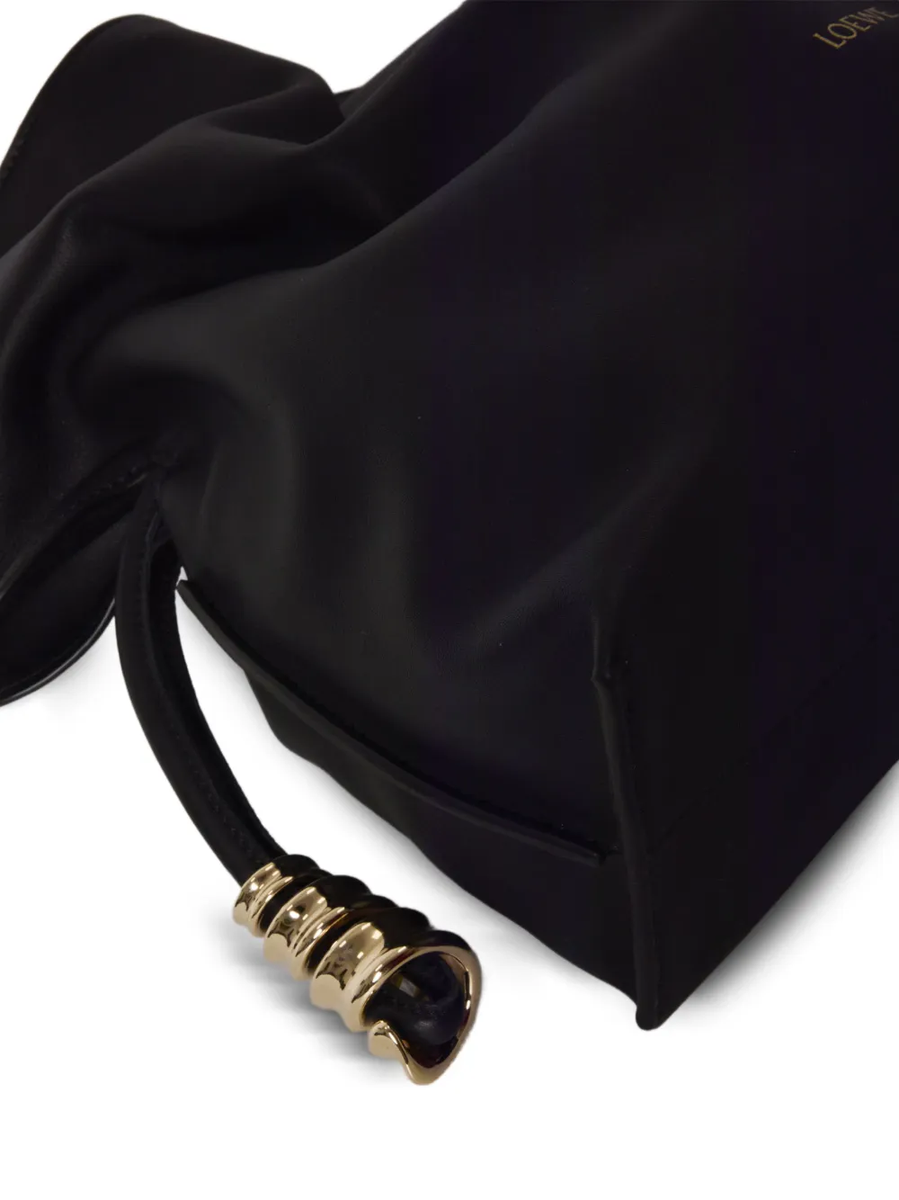  Loewe Medium Coil Flamenco Leather Clutch Bag - Black 