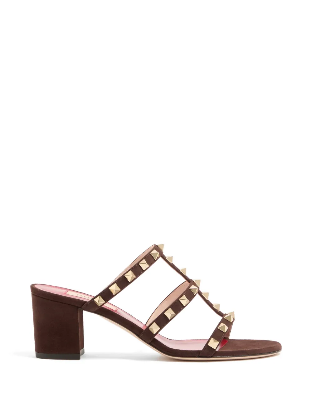 Valentino Garavani Rockstud slide sandals in suede 60mm Bruin
